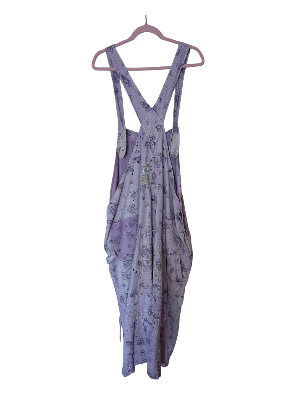 Lavender Distressed Women's Overalls - Feminine Relaxed Jeans - Picture 5 of 10
